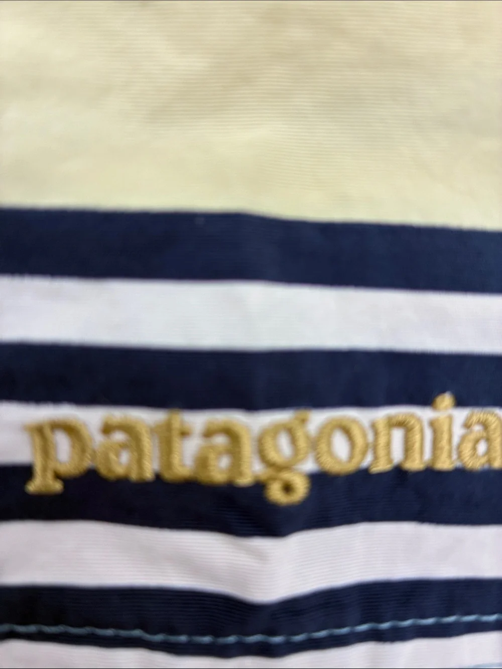 Patagonia Boy’s Teal, Yellow & Navy Striped Board Shorts